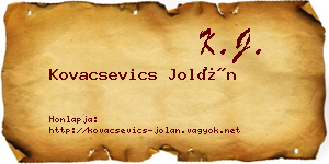 Kovacsevics Jolán névjegykártya